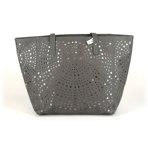 Gray Metallic Cut Out Tote Bag